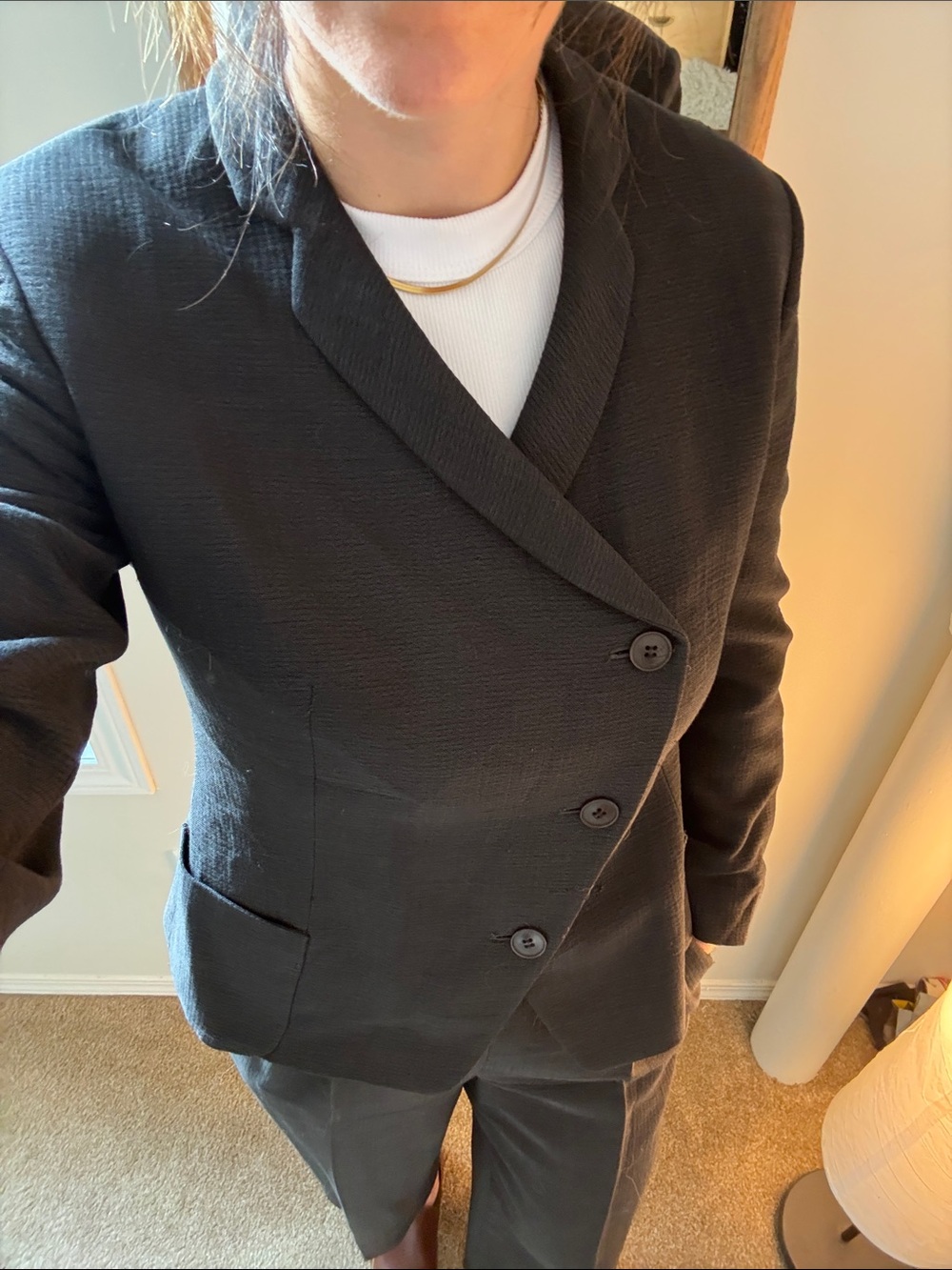 Women’s Vintage Tailored Wool and Silk Giorgio Armani Charcoal 3 Button Blazer